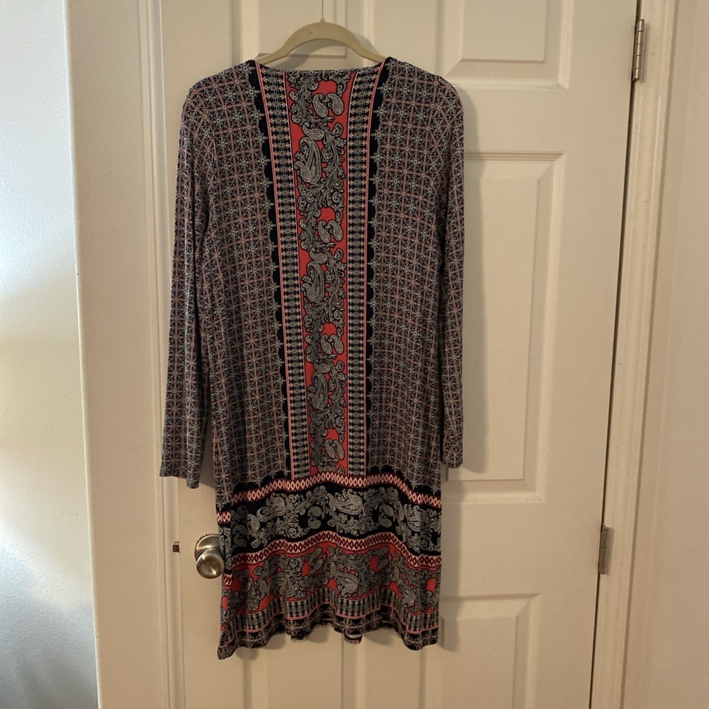 J. Jill Knit Floral Print 3/4 sleeve Knee-length Multi-color Dress Medium A2 - Picture 3 of 3
